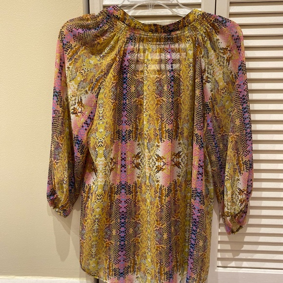 Bar III sheer boho blouse in lovely funky python print - Picture 3 of 5
